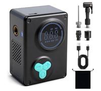 BLUEMARS 120PSI Mini Electric Bike Pump w/Pressure Gauge, 20L/min Bicycle Pump, Type-C Rechargeable, LED Light, Portable Air Pump for Road, Mountain, City and Fat Tyre Bikes, Balls, Presta, Schrader