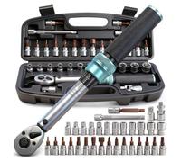 BLUEMARS 33PCS 1/4" Torque Wrench Set 2-24Nm | Small Bicycle Repair Tool with 72-Tooth Ratchet, ±3% Accuracy | Includes Extension Bar & S2 Steel Bits (Hex, Star, Cross) for Mountain Bike &Motorsports
