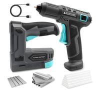 BLUEMARS 4V Cordless Staple Gun & Mini Hot Glue Gun Kit, 2-in-1 Electric Nailer & Glue Gun with Staples, Nails & Glue Sticks, Fast Heating, Ideal for Upholstery, Carpentry, DIY Projects