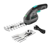 Bluemars 8V 2-in-1 Cordless Hedge Trimmer & Grass Shear w/ 2000mAh Lithium-Ion Battery, Mini Garden Pruner with 2 Blades, For Lawn, Shrub, and Garden