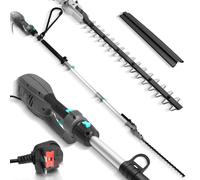 Bluemars Heavy Duty 1100W Pole Hedge Trimmer - 2.6m Long Reach Telescopic Extendable Cutter For Hedges, Bushes, Branch, Shrub - 10m Cable, Adjustable