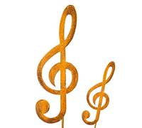 Blümelhuber 2 Treble Clef Garden Stakes Large and Small - Rust Decorative Figures for the Garden, Balcony or as Decoration in Front Door - Set of 2