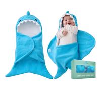 BlueMello Baby Shark Swaddle Blanket | Ultra-Soft Wearable Essential for Infants 0-6 Months | Adorable Shark Receiving Swaddling Wrap for Newborn Boy | Perfect Baby Girl Shower Gift for Baby Registry