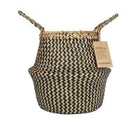 Blueming Home Decor Tree Basket - Small 8-9 Inch Seagrass Planter Pot for Tall Indoor Artificial Olive Trees Plants, Woven Wicker Baskets for Decorative Storage (Black, Medium)