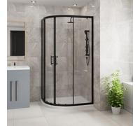 Blümme 1000 x 900mm Offset Quadrant Shower Enclosure Matte Black Framed 6mm Easy Clean Glass Sliding Door Shower Cubicle
