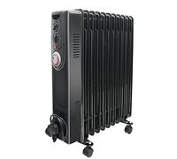 Blümme 11 Fin Oil Filled Radiator Electric Heater 24h Timer 2.5KW Black | Portable, 3 Power Settings, Adjustable Thermostat Control, Safety Tip Over Switch, Overheat Protection System