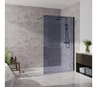 Blümme 1200mm Walk in Shower Enclosure Bathroom Screen Panel Smoked | Wetroom Screen, Shower Door, Wet Room Shower Cubicle, 8mm Easy Clean Glass, Easy to Install