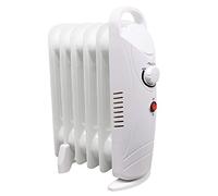 Blümme 6 Fin Mini Oil Filled Radiator White Portable Electric Heater 800W
