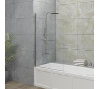 Blümme 800mm Bathroom Round Bath Screen with Towel Rail Reversible Over Bath Shower Screen Door Chrome Framed
