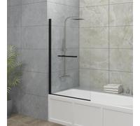 Blümme 800mm Bathroom Square Bath Screen with Towel Rail Reversible Over Bath Shower Screen Door Matte Black Framed