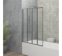 Blümme 850x1400mm 4 Panel Folding Bath Shower Screen Over Bath Shower Screen Door Clear Glass Chrome Framed