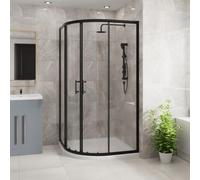 Blümme 900 x 900mm Quadrant Shower Enclosure Matte Black Framed 6mm Easy Clean Glass Sliding Door Shower Cubicle