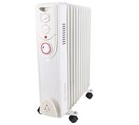 Blümme Portable Oil Filled Radiator 11 Fin Electric Heater with Timer & Safety Tip Over Switch & Adjustable Thermostat - White 2.5KW