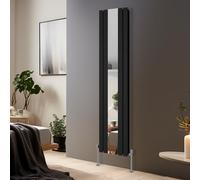 Blümme Vertical Mirror Radiator Designer Flat Panel Central Heating Radiators Black Double Column - 1800x417mm
