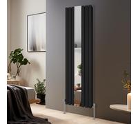 Blümme Vertical Mirror Radiator Designer Flat Panel Central Heating Radiators Black Double Column - 1800x553mm