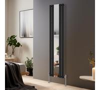 Blümme Vertical Mirror Radiator Designer Flat Panel Central Heating Radiators Black Single Column - 1800x417mm