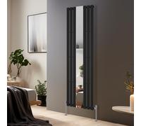Blümme Vertical Mirror Radiator Designer Flat Panel Central Heating Radiators Black Single Column - 1800x553mm