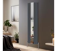 Blümme Vertical Mirror Radiator Designer Oval Panel Central Heating Radiators Anthracite Double Column - 1800x500mm
