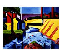 Bluemner Evening Tones Abstract Landscape Painting Yellow Blue Red Large Print Poster Wall Art Decor Picture