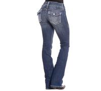 BlueMoment Bootcut Jeans for Curvy Women Western Cowgirls Stretchy Butts Lifting Jeans Retro Mid Rise Ladies Denim Jean, Button Design, XXL