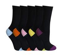 Bluemoon Bedding 12 Pairs Womens Heel & Toe Patterned Socks Colorful Black Casual Cotton Novelty Crew Every Day Socks UK Size 4-8