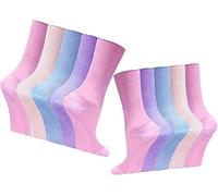Bluemoon Bedding 6 Pairs Non Elastic Diabetic Ladies Socks Girls Womens Socks Easy Grip Loose Soft Top Rich Cotton Socks Loose Wide Top Diabetic Socks One Size UK 4-8