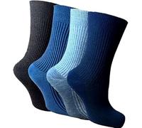Bluemoon Bedding 6 Pairs Of Men's Loose Wide Top Socks, Super Soft Diabetic Non Elastic Anti Bacterial Socks, UK 6-11 (Mix)