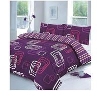 Bluemoon Bedding® Blake Duvet Cover Set With Pillowcases Quilt Bedding Set Reversible Poly Cotton Single, Double and King Sizes (King, Plum)