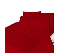 Bluemoon Bedding Brushed Thermal Cotton Flannelette Fitted Sheet or Pillow Pair,100% Brushed Cotton Soft Flannelette (Red, Single)