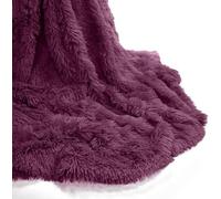 Bluemoon Bedding Faux Fur Throw 150x200 cm, Premium Longhair Warm Cosy Fluffy Blanket for Bed, Ultra Soft Comfort Fleece Throws for the Sofa, Bed, Chair, Settee, Couch, (Plum)