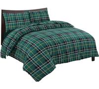Bluemoon Bedding Flannelette 100% Natural Brushed Cotton Luxurious Duvet Cover Sets Reversible Bedding Sets With Matching Pillowcases (Green, Double)
