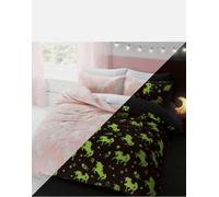 Bluemoon Bedding Glow in the dark Unicorn Teddy Fleece Duvet Cover and Pillowcase Bedding Set (Pink, Single)