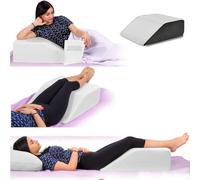Bluemoon Bedding Leg Elevation Wedge Pillow for Sleeping, Reading, Resting, Blood Circulation, Post Surgery Back Hip Neck Knee Pain Relief, Removable/Washable Zip Cover, Made in UK