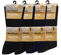 Bluemoon Bedding Mens 100% Cotton Non-Elastic Loose Wide Top Socks, Size 6-11 UK Mix (12 Pairs)