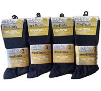 Bluemoon Bedding Mens Ribbed 100% Cotton Socks MIX Colours UK Classic Premium Quality Non Elastic Diabetic Socks (12 Pairs)
