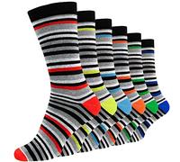 Bluemoon Bedding Multi-Stripe Men's Socks, Pack of 12 Pairs, Multicoloured, Men’s Smart Breathable Socks Multi pack 6-11 UK