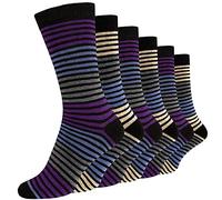 Bluemoon Bedding Multi-Stripe Men's Socks, Pack of 12 Pairs, Multicoloured, Multi Pack Size 6-11 UK