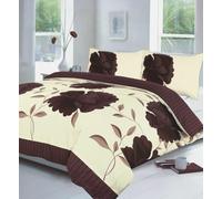 Bluemoon Bedding Rosaleen Duvet Cover Set Floral Reversible Bedding Set With Pillowcase (Chocolate, Single)