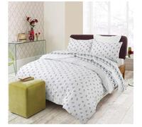 Bluemoon Bedding Rosebud Flannelette Duvet Quilt Cover Set Floral Thermal Flannel 100% Brushed Cotton (Blue, Double)
