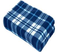 Bluemoon Bedding Soft Warm 150x200cm Double Tartan Check Sofa Throw Bed Fleece Travel Blanket Silver Blue