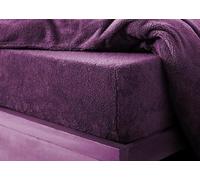 Bluemoon Bedding Teddy Fleece Fitted Bed Sheet Plain Thermal Warm Soft Luxury Bedding,Teddy Fleece Extra Deep Fitted Sheet Cosy Warm Fluffy Fitted Bed Sheets (Plum, Double)