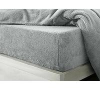 Bluemoon Bedding Teddy Fleece Fitted Bed Sheet Plain Thermal Warm Soft Luxury Bedding,Teddy Fleece Extra Deep Fitted Sheet Cosy Warm Fluffy Fitted Bed Sheets (Gray, Double)