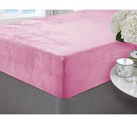 Bluemoon Bedding Teddy Fleece Fitted Bed Sheet Plain Thermal Warm Soft Luxury Bedding,Teddy Fleece Extra Deep Fitted Sheet Cosy Warm Fluffy Fitted Bed Sheets (Pink, Double)