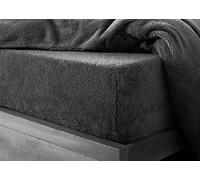 Bluemoon Bedding Teddy Fleece Fitted Bed Sheet Plain Thermal Warm Soft Luxury Bedding,Teddy Fleece Extra Deep Fitted Sheet Cosy Warm Fluffy Fitted Bed Sheets (Charcoal, Double)