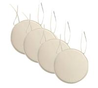 Bluemoon Bedding Waterproof Round Seat Pads 35cm Diameter -Indoor/Outdoor Cushions with Ties for Garden,patio,Dining,and Bistro Chairs (4, Beige)