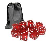 Bluemoona 10 Pcs 16mm 6 Sided Dice D6 RPG D&D Transparent Red + Bag Set