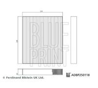 BLUEPRINT ADBP250118 Cabin Air Pollen Filter 240mm Length 30mm Height Fits BYD