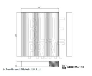 BLUEPRINT ADBP250118 Cabin Air Pollen Filter 240mm Length 30mm Height Fits BYD