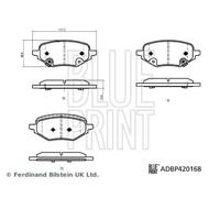 BLUEPRINT Brake Pad Set For Disc Rear With Anti-Squeak Plate Fits MG MG HS