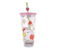 Blueprint Collections Molang Beaker with Straw | 700ml Glitter Cup with Lid & Reusable Straw | Cute Strawberry Design for Smoothies & Cold Drinks | Official Molang Gifts & Accessories
